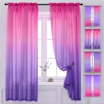 Juego De Cortinas Yancorp De 52 X 213 Cm Color Rosa Transparente Y Morado Degradado - Venta Internacional.