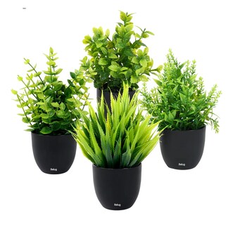 Foto 1 | Foto 1 | 4 Macetas Plantas Artificiales Decorativas Belug Base Negro