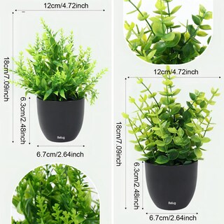 Foto 3 | Foto 3 | 4 Macetas Plantas Artificiales Decorativas Belug Base Negro