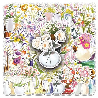 Foto 1 | Foto 1 | Juego De Pegatinas Con Dibujos Animados Diseño De Florero Dibujado A Mano 50 Unidades - Venta Internacional.