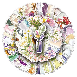 Foto 2 | Foto 2 | Juego De Pegatinas Con Dibujos Animados Diseño De Florero Dibujado A Mano 50 Unidades - Venta Internacional.
