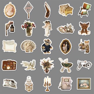 Foto 2 | Foto 2 | Paquete De Pegatinas Vintage Aesthetic De Vinilo Impermeable 50 Unidades - Venta Internacional.