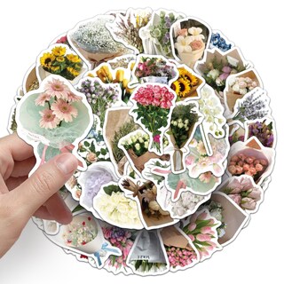 Foto 2 | Foto 2 | Calcomanía De Vinilo Stickers Bouquet Aesthetic Con Estampado Floral Vintage 50 Unidades - Venta Internacional.