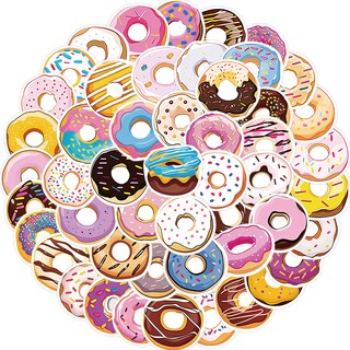 Foto 1 | Foto 1 | Paquete De Pegatinas Genéricas De 50 Rosquillas Coloridas De Vinilo Impermeable - Venta Internacional.
