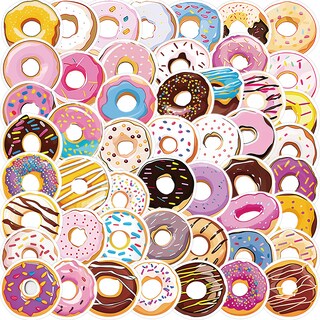Foto 2 | Foto 2 | Paquete De Pegatinas Genéricas De 50 Rosquillas Coloridas De Vinilo Impermeable - Venta Internacional.
