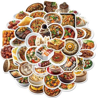 Foto 2 | Foto 2 | Juego De Pegatinas Realistic Food 50 Unidades Calcomanías De Vinilo Para Equipaje - Venta Internacional.