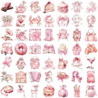 Foto 2 | Foto 2 | Calcomanías De Vinilo Impermeables Con Estética Rosa 50 Unidades - Venta Internacional.