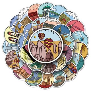 Foto 2 | Foto 2 | Paquete De Pegatinas Middle East Landmark 50 Unidades De Vinilo Impermeable - Venta Internacional.