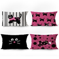 Juego De Fundas De Almohada Con Bonito Diseño De Dibujos Animados De Gatos Tela De Felpa 40 X 60 C - Venta Internacional.
