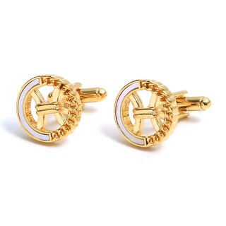 Foto 1 | Foto 1 | Gemelos De Lujo Con Forma De Concha Redonda Hueca Chapada En Oro Para Hombre - Venta Internacional.