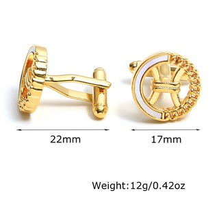 Foto 2 | Foto 2 | Gemelos De Lujo Con Forma De Concha Redonda Hueca Chapada En Oro Para Hombre - Venta Internacional.