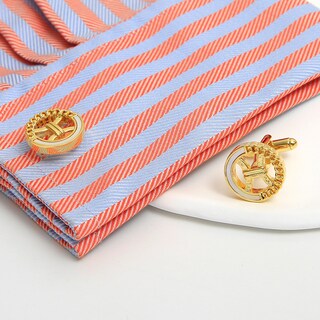 Foto 3 | Foto 3 | Gemelos De Lujo Con Forma De Concha Redonda Hueca Chapada En Oro Para Hombre - Venta Internacional.