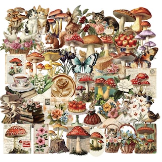 Foto 1 | Foto 1 | Paquete De Pegatinas Vintage Mushroom 50 Unidades Estética Retro Pet V - Venta Internacional.
