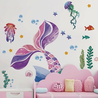 Foto 1 | Foto 1 | Adhesivos De Pared Con Dibujos Animados De Cola De Sirena Bajo El Mar Pvc 30 X 90 Cm - Venta Internacional.
