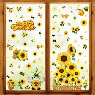Foto 1 | Foto 1 | Adhesivos De Pared Con Dibujos Animados De Girasoles Y Gnomos De Pvc - Venta Internacional.