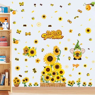 Foto 2 | Foto 2 | Adhesivos De Pared Con Dibujos Animados De Girasoles Y Gnomos De Pvc - Venta Internacional.