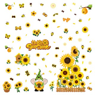 Foto 3 | Foto 3 | Adhesivos De Pared Con Dibujos Animados De Girasoles Y Gnomos De Pvc - Venta Internacional.