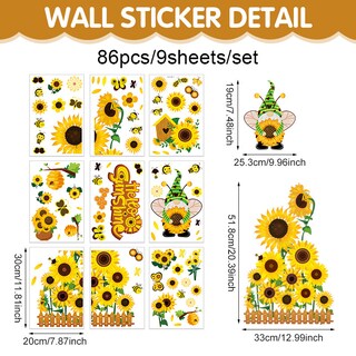 Foto 4 | Foto 4 | Adhesivos De Pared Con Dibujos Animados De Girasoles Y Gnomos De Pvc - Venta Internacional.