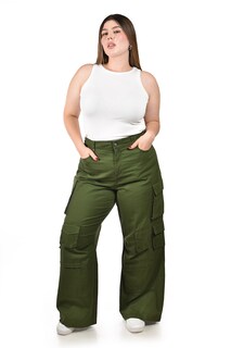 Foto 1 | Foto 1 | Pantalón Cargo Roman Fashion 28090 Verde para Mujer