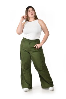Foto 5 | Foto 5 | Pantalón Cargo Roman Fashion 28090 Verde para Mujer