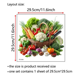 Foto 3 | Foto 3 | Adhesivos De Pared Para Cestas De Verduras Y Productos Frescos Pvc 29 5 X 29 5 Cm - Venta Internacional.