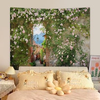 Tapiz Romántico Para Colgar En La Pared Con Jardín De Rosas 150 Cm X 130 Cm - Venta Internacional.