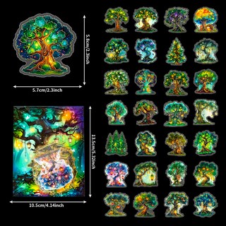 Foto 2 | Foto 2 | Pegatinas Holográficas Con Forma De Árbol Mágico 50 Unidades De Vinilo Impermeable - Venta Internacional.