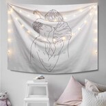 Tapiz Para Colgar En La Pared Romantic Lovers Arte Lineal Minimalista - Venta Internacional.