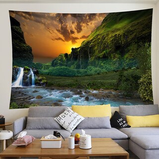 Foto 1 | Foto 1 | Tapiz Para Colgar En La Pared Con Vistas Panorámicas A La Cascada De Montaña Puesta De Sol 150 X 1 - Venta Internacional.