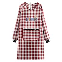 Delantal De Algodón A Cuadros Para Mujer Con Mangas Largas Eternity Red - Venta Internacional.