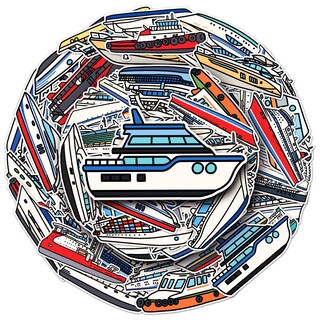 Foto 2 | Foto 2 | Paquete De Pegatinas Con Temática De Barco De Dibujos Animados 50 Unidades Dibujadas A Mano Para B - Venta Internacional.