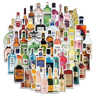 Foto 1 | Foto 1 | Calcomanías De Vinilo Con Dibujos Animados Para Botellas De Licor Impermeables 50 Unidades - Venta Internacional.