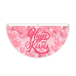 Foto 1 | Foto 1 | Bandera Abrazos Y Besos Romántico Corazón Rosa 45 X 90 Cm Poliéster - Venta Internacional.