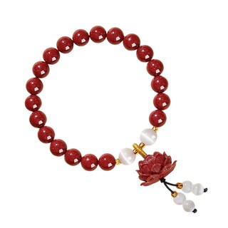 Foto 1 | Foto 1 | Pulsera De Cinabrio Con Cuenta De Loto Esmaltada De 8 Mm Con Cuentas Rojas - Venta Internacional.