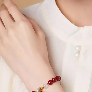 Foto 2 | Foto 2 | Pulsera De Cinabrio Con Cuenta De Loto Esmaltada De 8 Mm Con Cuentas Rojas - Venta Internacional.