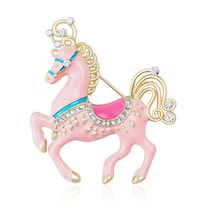 Broche Vintage Con Forma De Caballo Rosa Esmaltado Para Mujer - Venta Internacional.