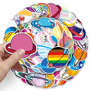 Foto 1 | Foto 1 | Paquete De Pegatinas Cartoon Planet 50 Unidades Calcomanías Coloridas Con Forma De Galaxia - Venta Internacional.