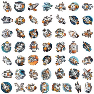 Foto 2 | Foto 2 | Paquete De Pegatinas Space Station 50 Unidades Dibujos Animados Nave Espacial Cohete - Venta Internacional.