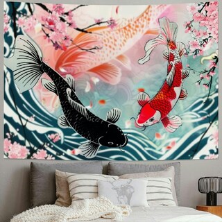 Foto 2 | Foto 2 | Tapiz Para Colgar En La Pared Pez Koi Japonés Negro Y Rojo - Venta Internacional.