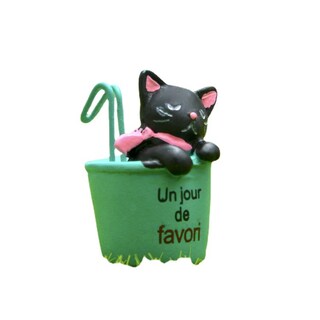 Foto 1 | Foto 1 | Sculpture Garden Lindo Gato Negro En Copa Verde De Resina 20 G - Venta Internacional.