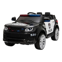 Carro Eléctrico Patrulla Policía Con Luces Y Boton De Sirena Negro