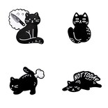 Brooch Pins - Bonita Blusa De Aleación Con Dibujos Animados De Gatos Negros - Venta Internacional.
