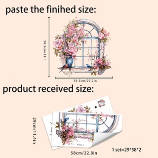 Foto 4 | Foto 4 | Adhesivos De Pared Con Flores Para Ventanas Acuarela Pájaros En Flor - Venta Internacional.