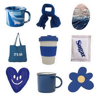 Foto 2 | Foto 2 | Pegatinas Klein Blue Aesthetic 60 Unidades Para Ordenador Portátil Portátil P - Venta Internacional.