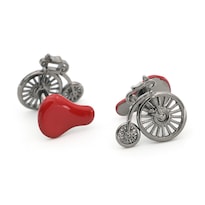 Bicicleta Vintage Cufflinks Con Asiento Esmaltado Rojo En Cobre - Venta Internacional.