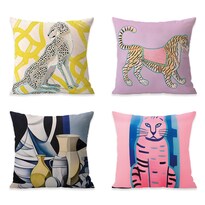 Juego De Fundas De Almohada Artísticas De Animales Y Decorativas Abstractas X4 - Venta Internacional.