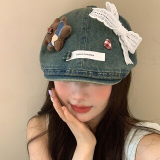 Foto 2 | Foto 2 | Gorra Plana De Mezclilla Para Mujer Con Bordado De Osito De Peluche - Venta Internacional.