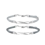 Set De Pulseras Para Parejas Plata 925 Ajustables 3 G - Venta Internacional.