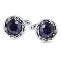 Gemelos De Arenisca Azul Bañada En Plata De Lujo Con Diamante - Venta Internacional.