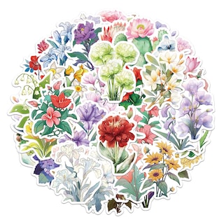 Foto 2 | Foto 2 | Paquete De Pegatinas Artísticas Con Flores Acuarela Y Estampado Floral 50 Unidades - Venta Internacional.